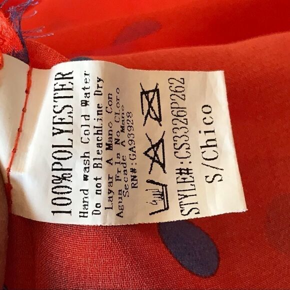 The Rage Sheer Blouse Small Orange Blue Dots - Picture 12 of 16